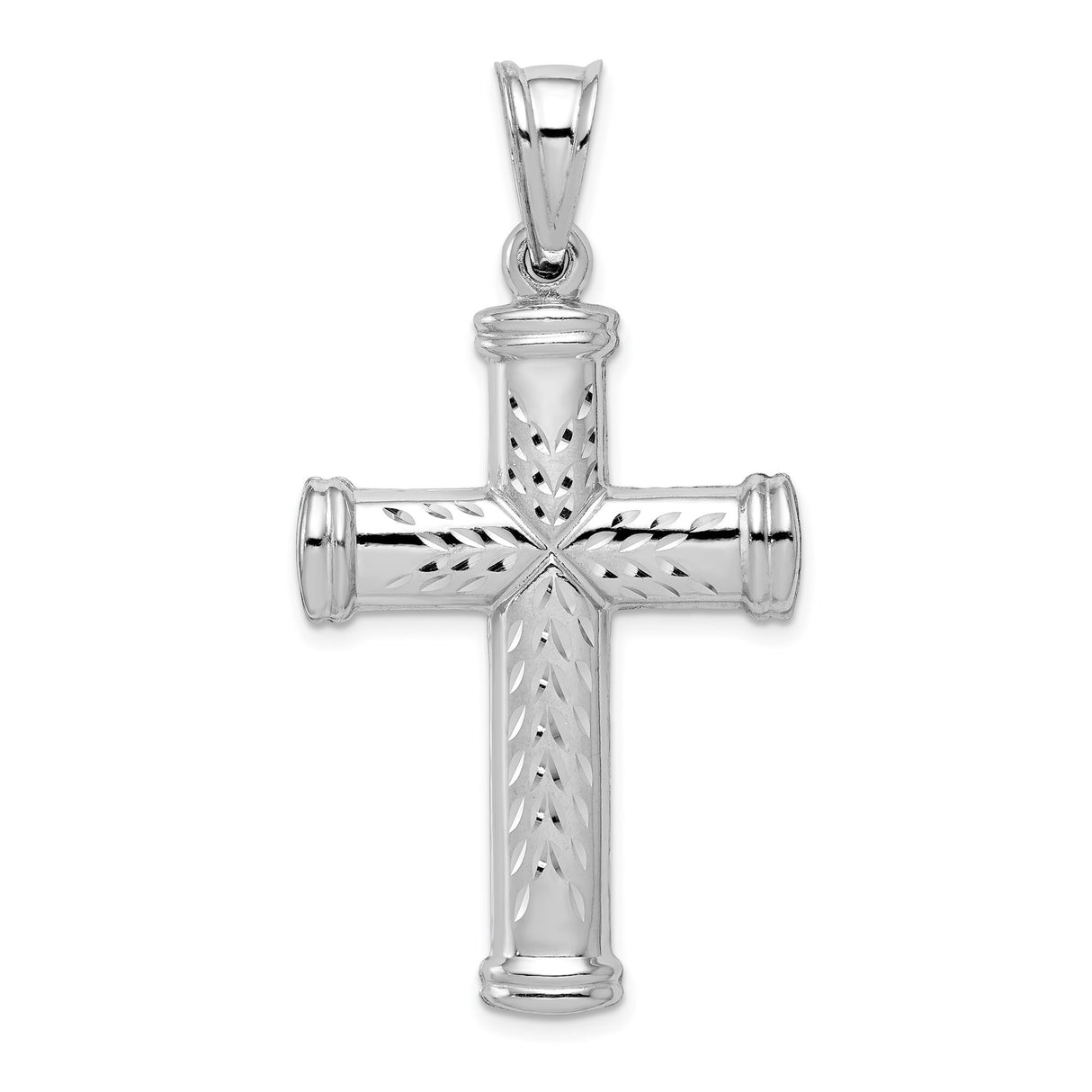 Sterling Silver Reversible Cross Pendant with Diamond Cut Detail, Textured Faith Design