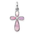 Sterling Silver Cross Pendant with Pink Mother of Pearl Inlay, Religious Christian Jewelry for Women