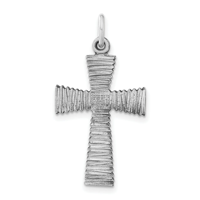 Antiqued Cross Charm Pendant in Real 925 Sterling Silver