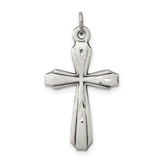 Antiqued Cross Charm Pendant in Real 925 Sterling Silver