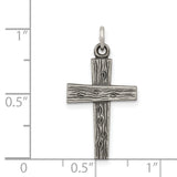 Antiqued Cross Charm Pendant in Real 925 Sterling Silver