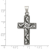 Antiqued Scroll Cross Charm Pendant in Real 925 Sterling Silver