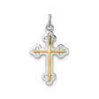 Sterling Silver Two-Tone Cross Pendant, Gold Plated Religious Charm Design for Men and Women