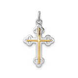 Sterling Silver Two-Tone Cross Pendant, Gold Plated Religious Charm Design for Men and Women
