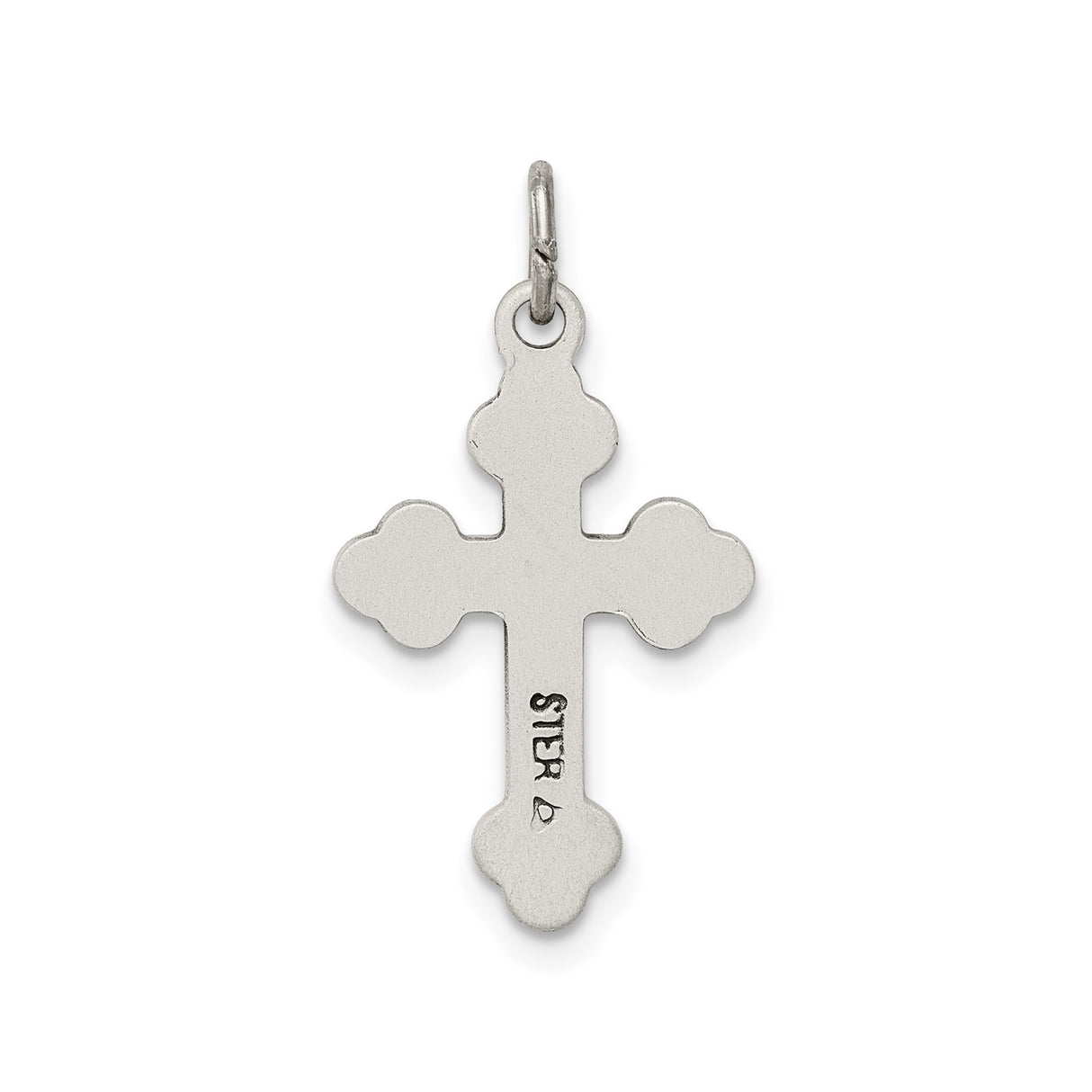 Sterling Silver Budded Cross Pendant with Oxidized Matte Finish, Gothic Vintage Style