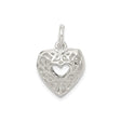 Sterling Silver Heart Pendant with Filigree Scrollwork and Cutout Center Design for Women
