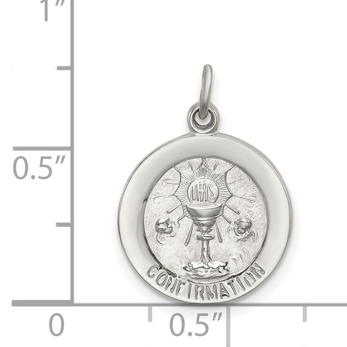 Confirmation Word and Chalice Round Charm Pendant in Real 925 Sterling Silver