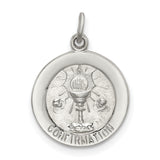 Confirmation Word and Chalice Round Charm Pendant in Real 925 Sterling Silver
