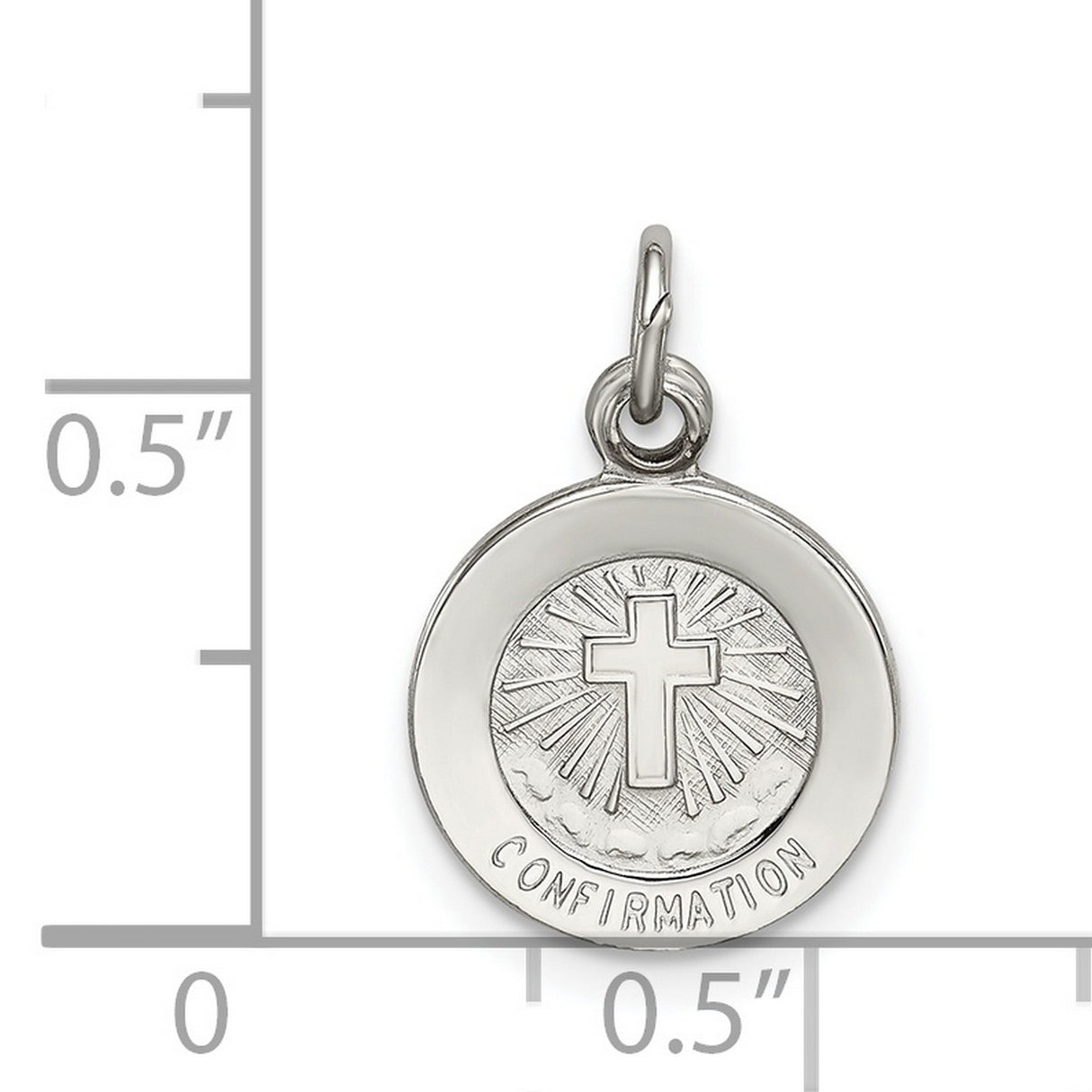 Miniature Confirmation Word and Shining Cross Charm Pendant in Real 925 Sterling Silver