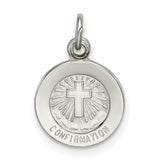 Miniature Confirmation Word and Shining Cross Charm Pendant in Real 925 Sterling Silver