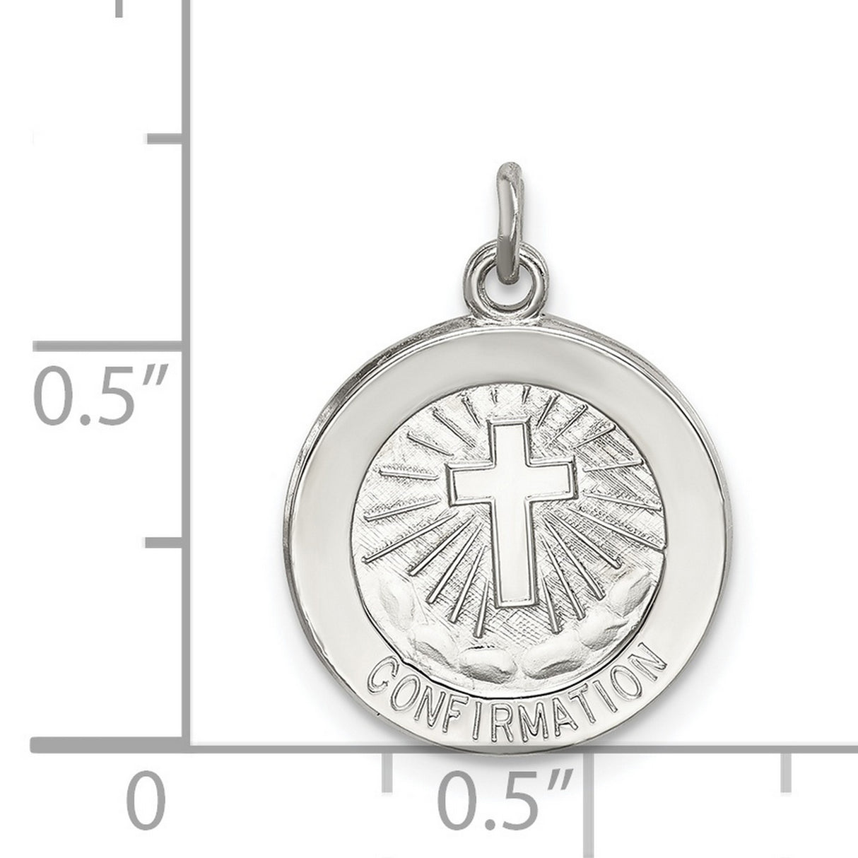 Sterling Silver Confirmation Cross Pendant with Radiating Design and Cloud Detail