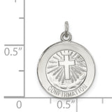 Sterling Silver Confirmation Cross Pendant with Radiating Design and Cloud Detail