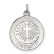 Sterling Silver Confirmation Cross Pendant with Radiating Design and Cloud Detail