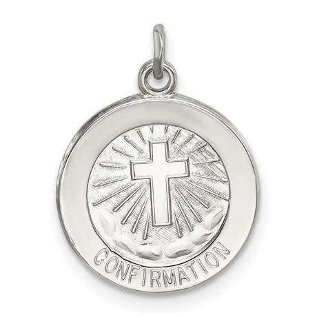 Sterling Silver Confirmation Cross Pendant with Radiating Design and Cloud Detail