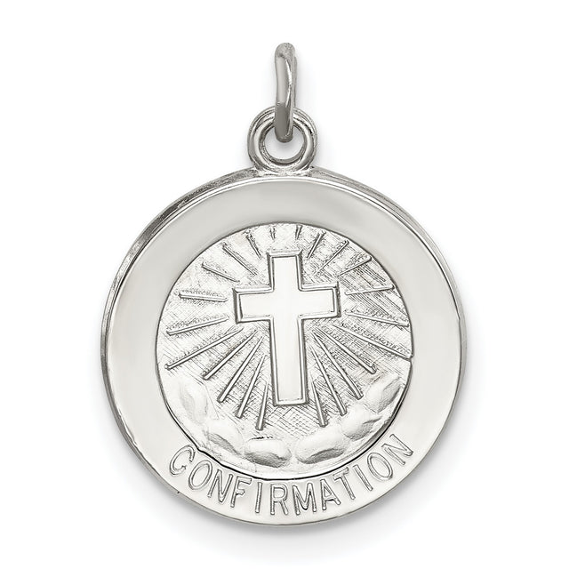 Sterling Silver Confirmation Cross Pendant with Radiating Design and Cloud Detail