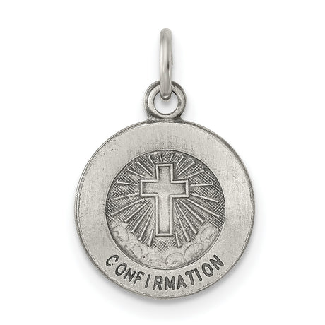 Sterling Silver Confirmation Pendant with Raised Cross and Radiant Beam Cloud Detail