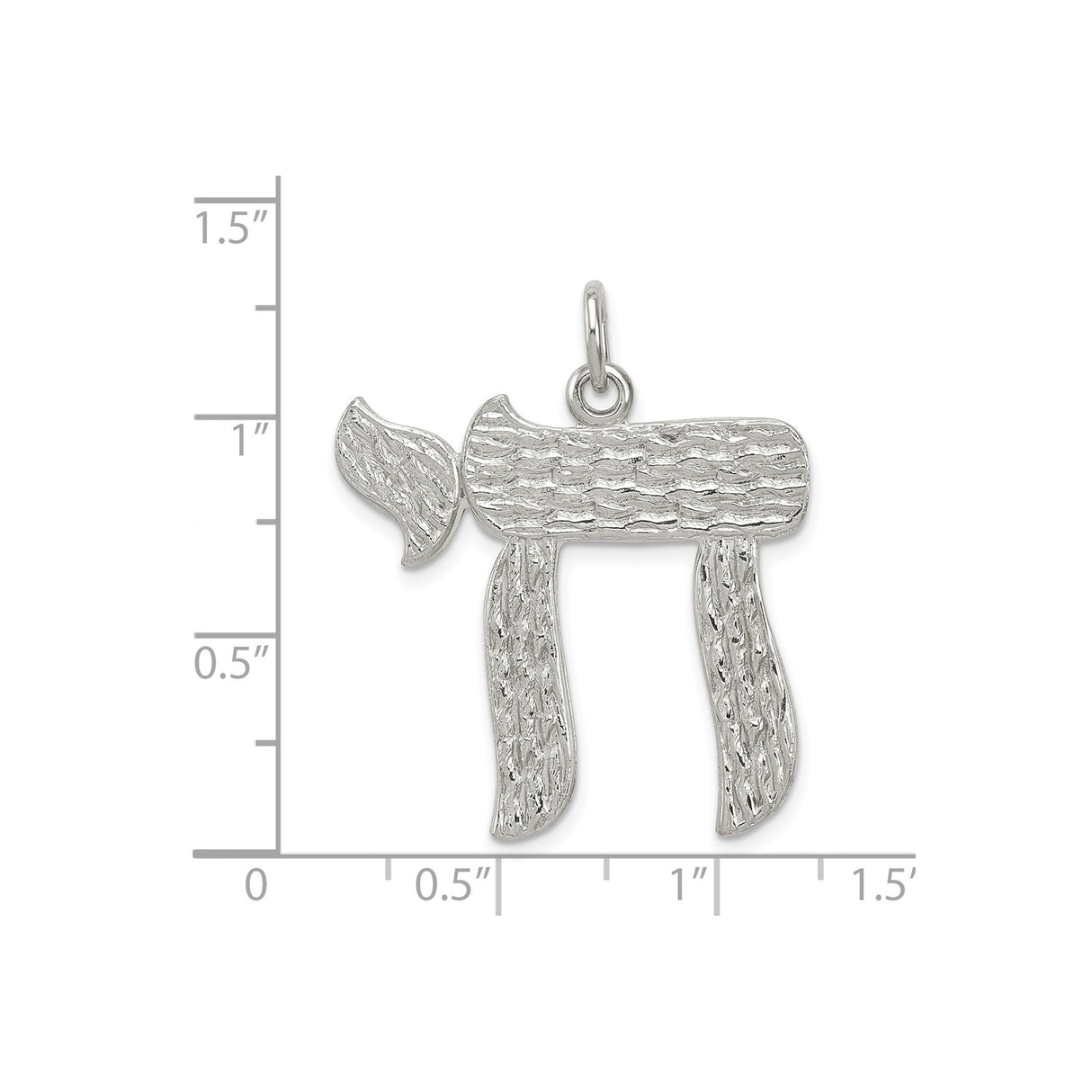 Solid Chai Life Symbol Charm Pendant in Real 925 Sterling Silver