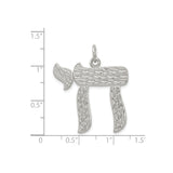 Solid Chai Life Symbol Charm Pendant in Real 925 Sterling Silver