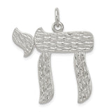 Solid Chai Life Symbol Charm Pendant in Real 925 Sterling Silver