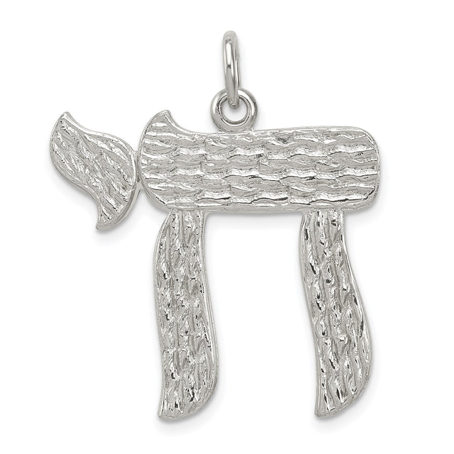 Solid Chai Life Symbol Charm Pendant in Real 925 Sterling Silver