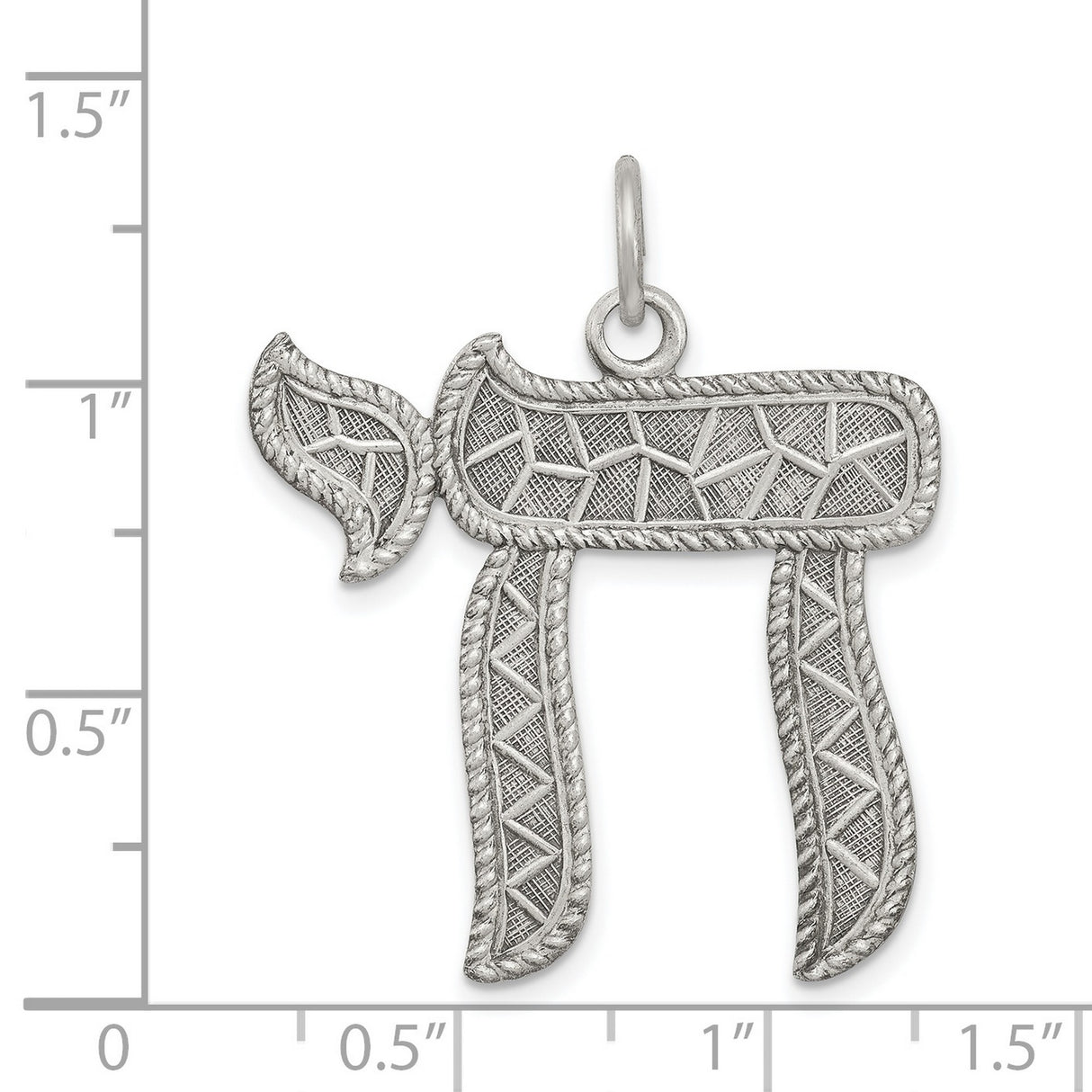 Antiqued Chai Life Symbol Charm Pendant in Real 925 Sterling Silver