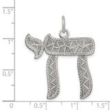 Antiqued Chai Life Symbol Charm Pendant in Real 925 Sterling Silver