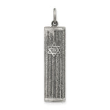 Hollow Mezuzah With Star Of David Shin Charm Pendant in Real 925 Sterling Silver