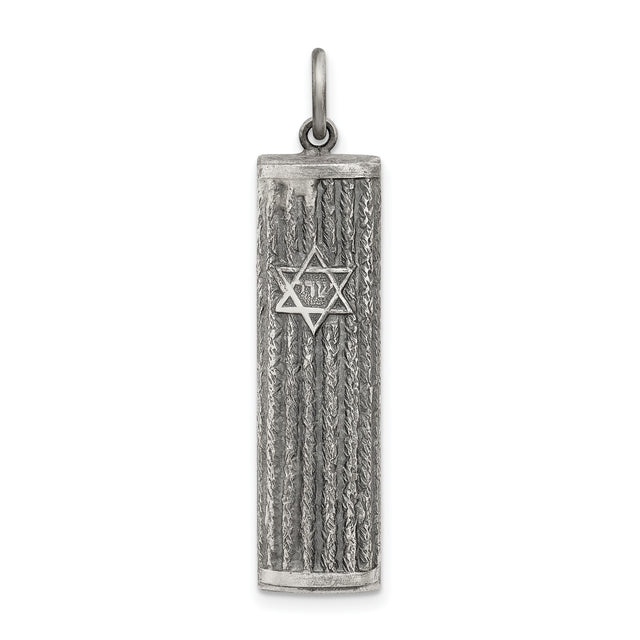 Hollow Mezuzah With Star Of David Shin Charm Pendant in Real 925 Sterling Silver