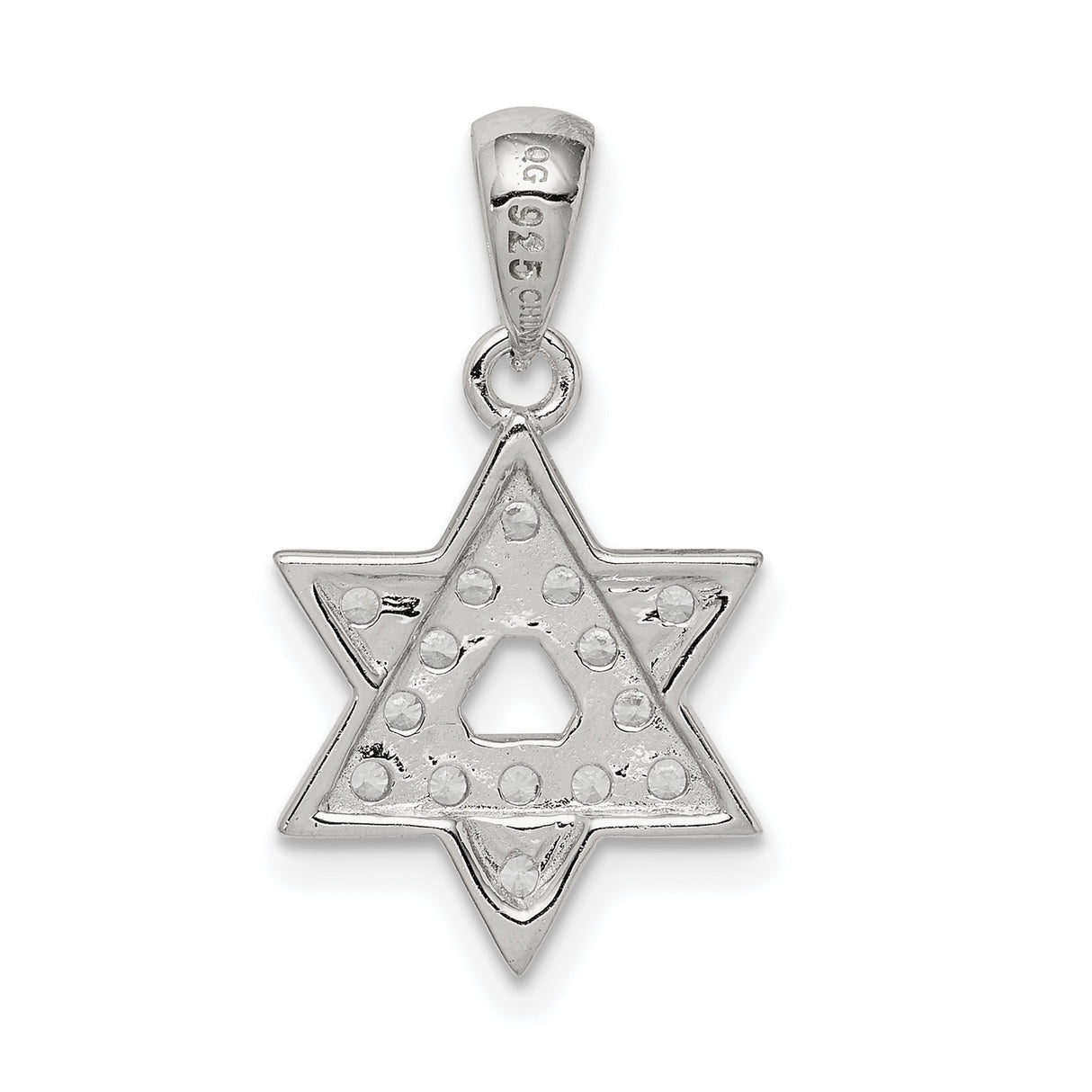 CZ Star of David Charm Pendant in Real 925 Sterling Silver