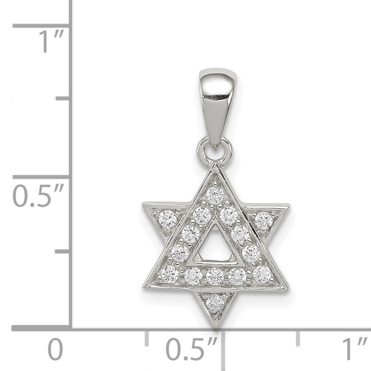 CZ Star of David Charm Pendant in Real 925 Sterling Silver