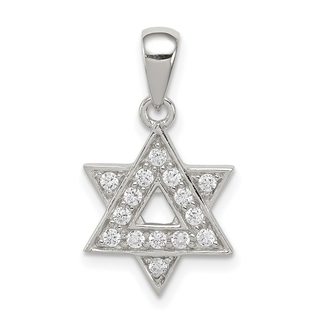 CZ Star of David Charm Pendant in Real 925 Sterling Silver