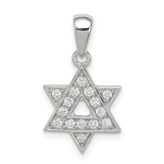 CZ Star of David Charm Pendant in Real 925 Sterling Silver
