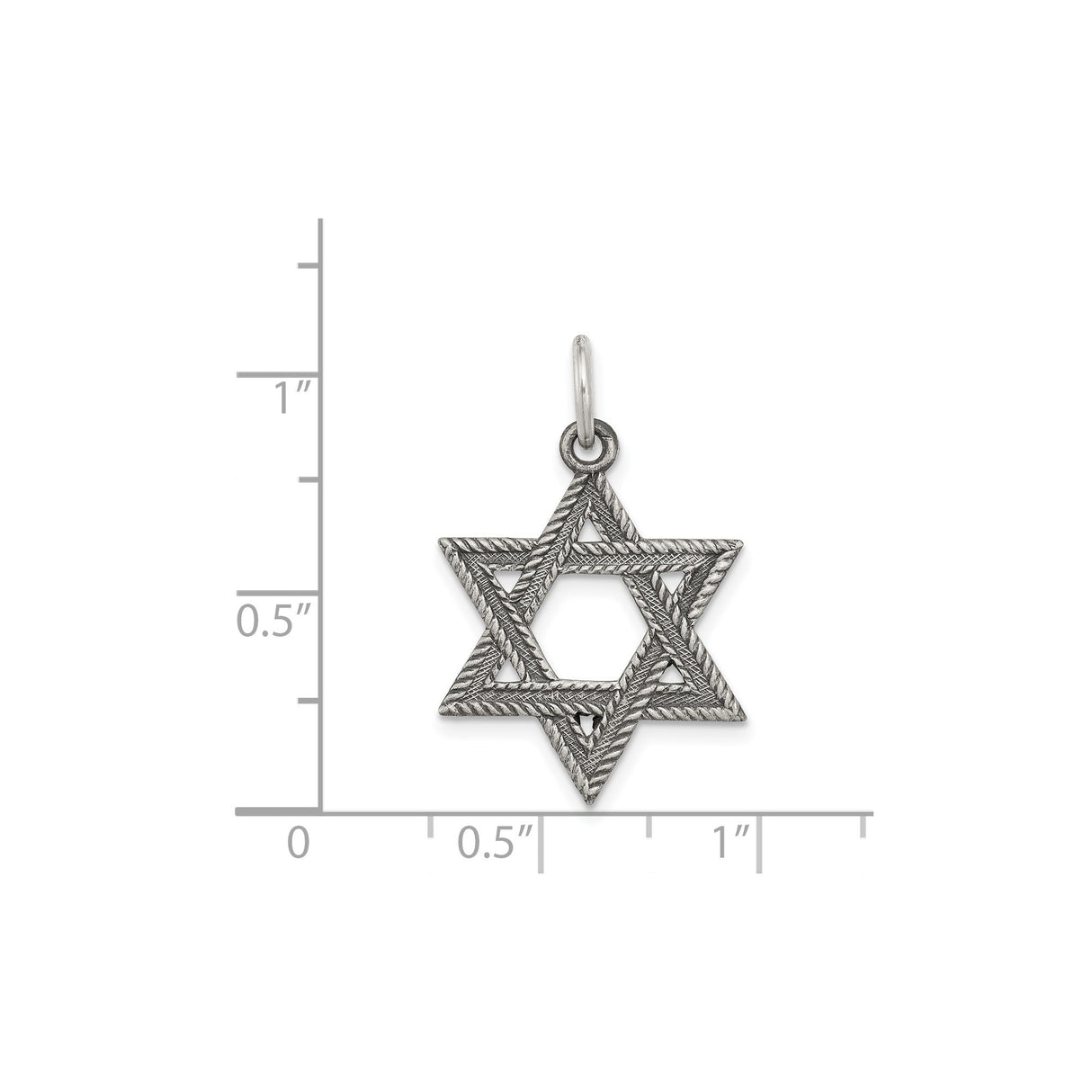 Sterling Silver Star of David Pendant, Textured Engraving, Jewish Symbol for Men or Women