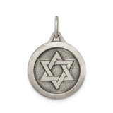 Sterling Silver Star of David Pendant, Round Textured Judaica Medallion for Men or Women