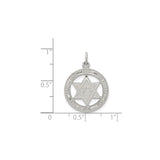 Sterling Silver Star of David Pendant with Hebrew Inscription, Judaica Religious Charm