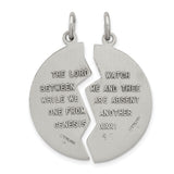 Break Apart Mizpah with Emotional Bond Words on Back Charm Pendant in Real 925 Sterling Silver