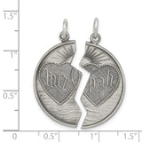 Break Apart Mizpah with Emotional Bond Words on Back Charm Pendant in Real 925 Sterling Silver