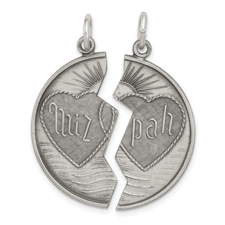 Sterling Silver Mizpah Interlocking Heart Pendant Set, Sunburst Christian Friendship Design