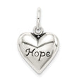 Antiqued Hope Charm Pendant in Real 925 Sterling Silver