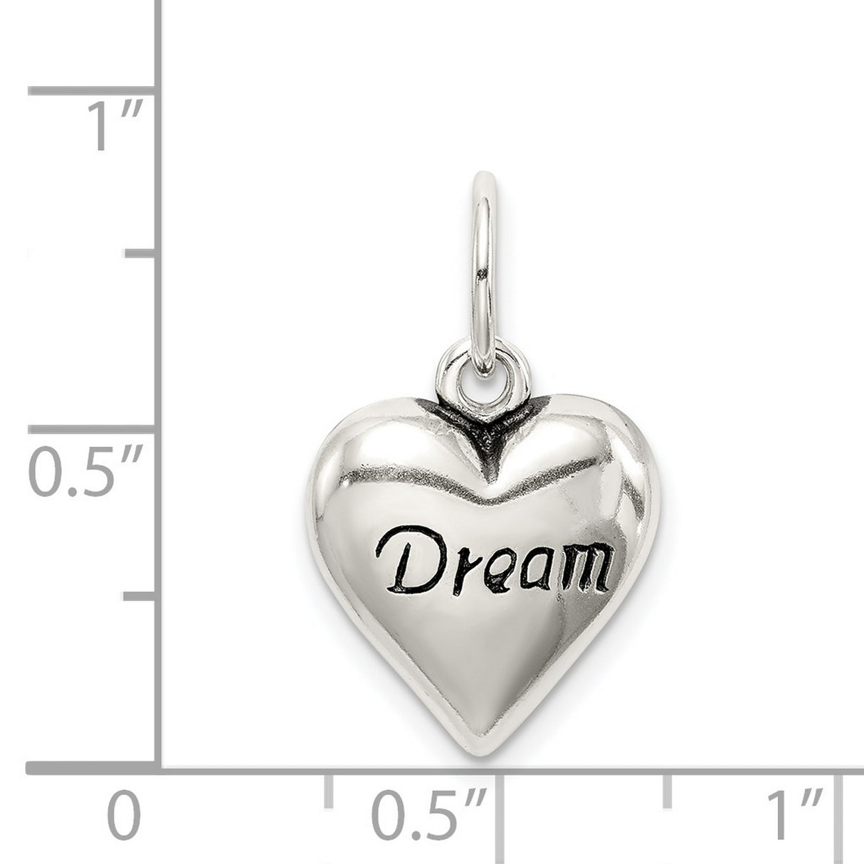 Heart Shaped With Dream Word Charm Pendant in Real 925 Sterling Silver