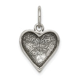 Antiqued Forever Heart Charm Pendant in Real 925 Sterling Silver