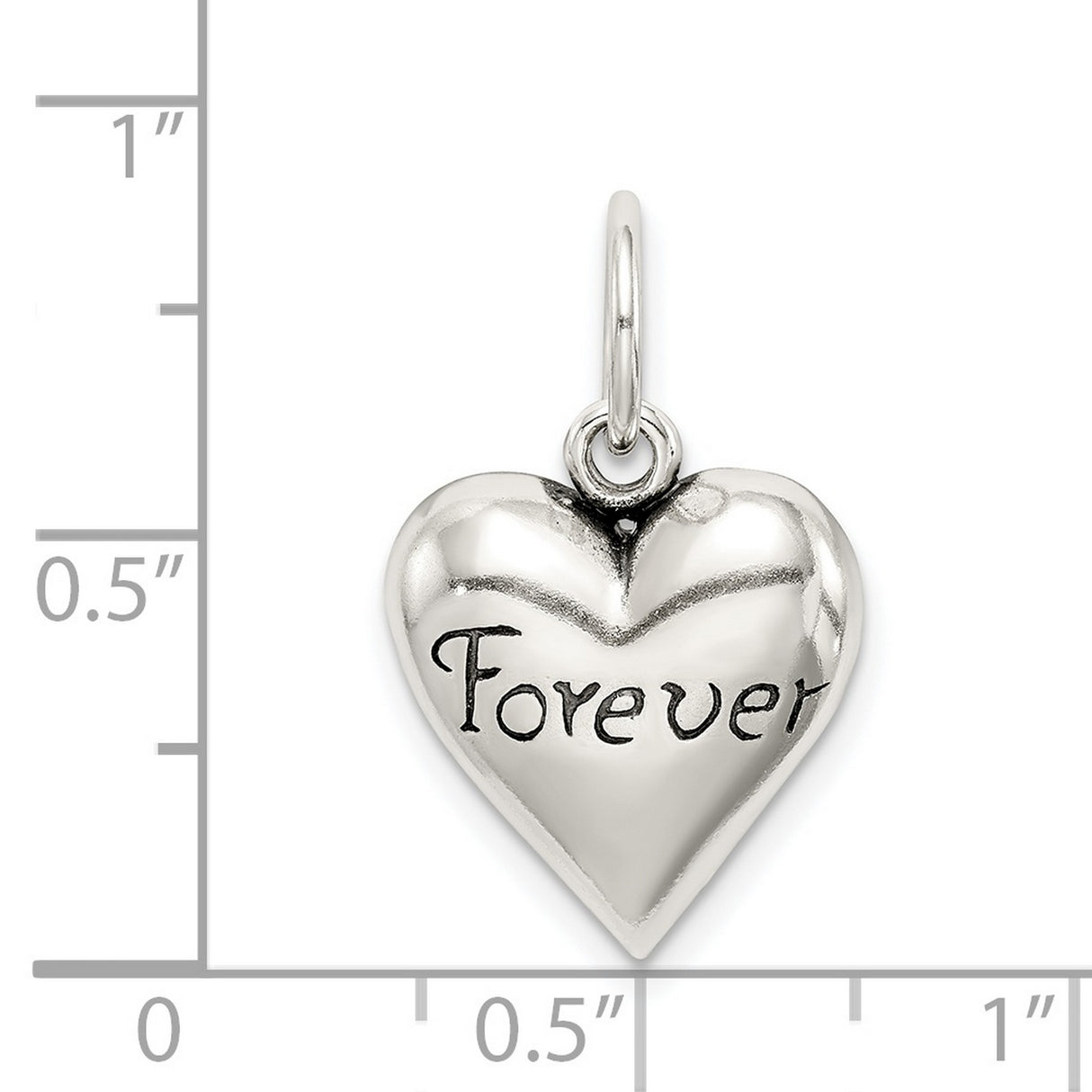 Antiqued Forever Heart Charm Pendant in Real 925 Sterling Silver