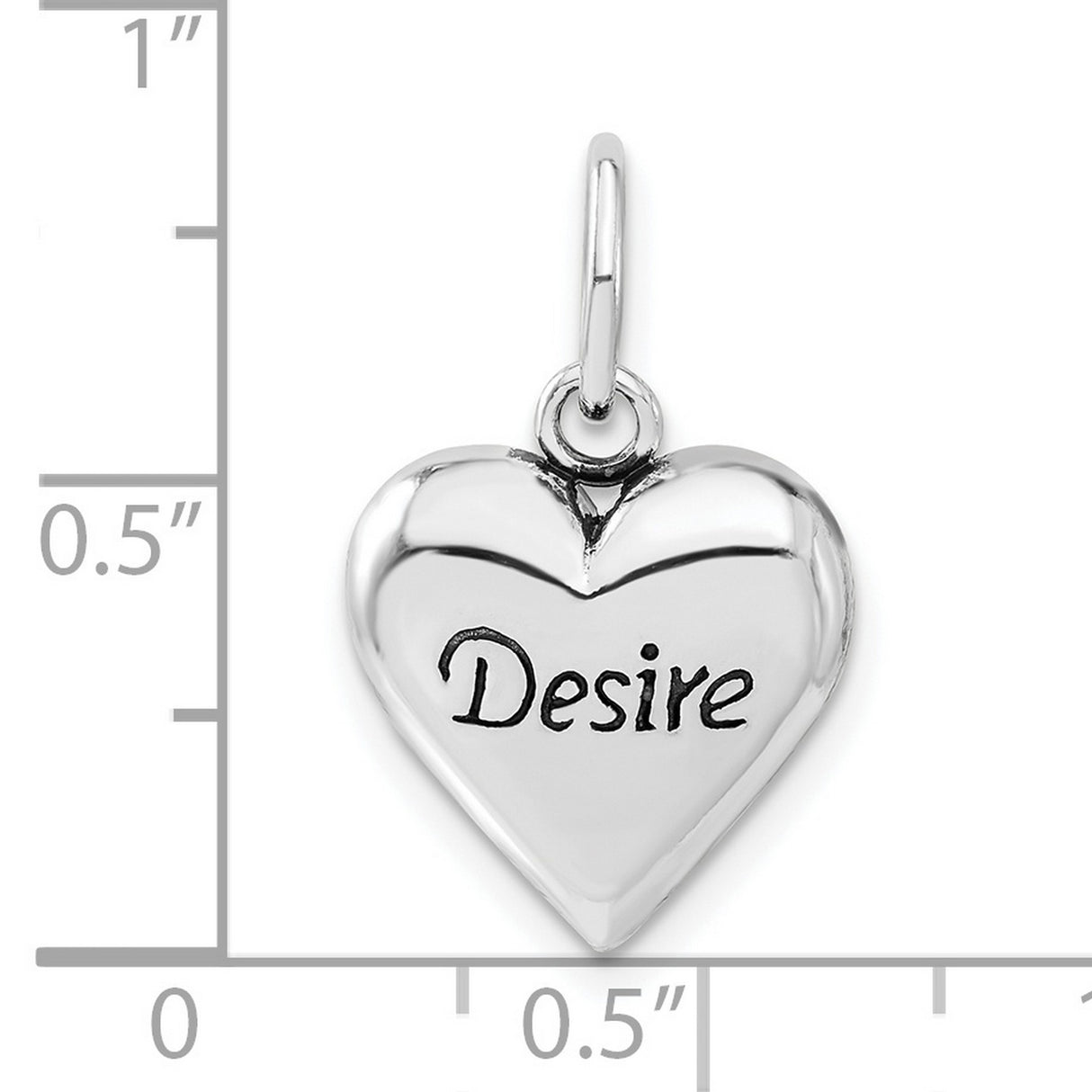 Antiqued Desire Heart Charm Pendant in Real 925 Sterling Silver