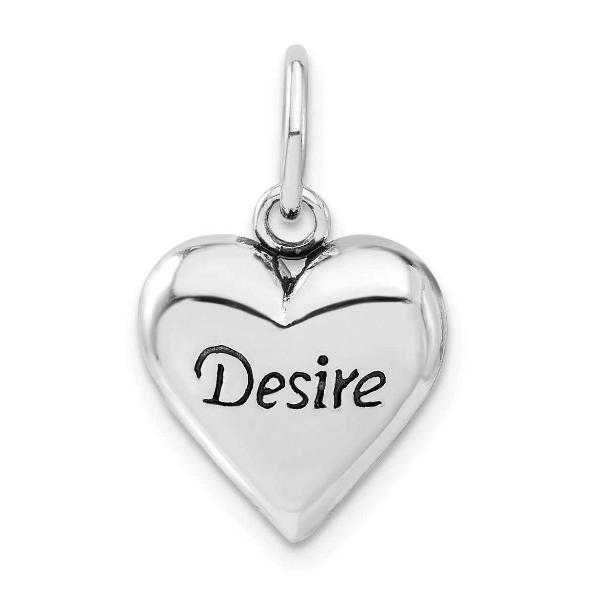 Antiqued Desire Heart Charm Pendant in Real 925 Sterling Silver