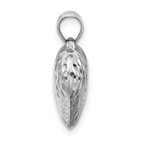 Diamond-cut Puffed Heart Charm Pendant in Real 925 Sterling Silver
