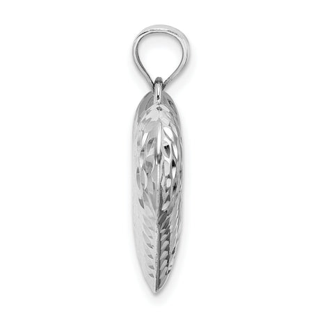 Diamond-cut Puffed Heart Charm Pendant in Real 925 Sterling Silver