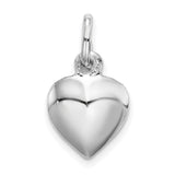 Sterling Silver Heart Pendant Charm with Smooth Polished Finish, Minimalist Love Symbol for Women