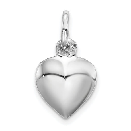 Sterling Silver Heart Pendant Charm with Smooth Polished Finish, Minimalist Love Symbol for Women