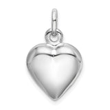 Sterling Silver Heart Pendant, Smooth Polished Minimalist Charm, Romantic Jewelry for Women
