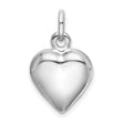 Sterling Silver Heart Pendant, Smooth Polished Minimalist Charm, Romantic Jewelry for Women